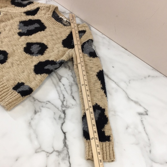Anthropologie Sleeping On Snow Sweater Womens XS Cream Black Cheetah‎ Pullover - Picture 16 of 16